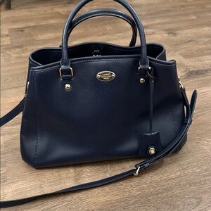 Coach Crossgrain Leather Small Margo Carryall Navy Midnight Blue
